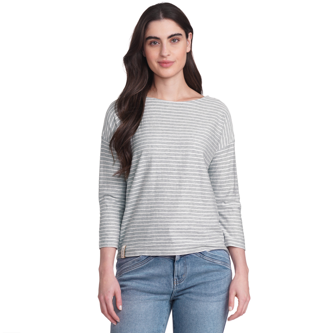 Gina Damen Shirt mit 3/4-Arm hellgrau