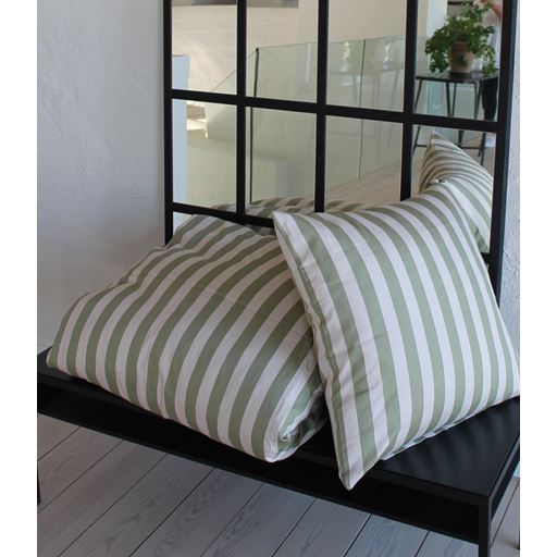 OMHU Blok Strib Sengetøj, Grøn/ Off White, 140x220 cm