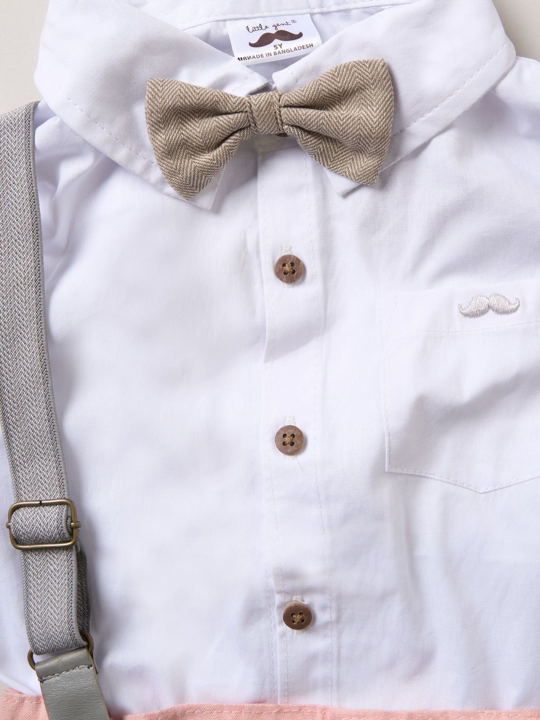Roze - Little Gent Shirt Shorts and Braces Outfit Set