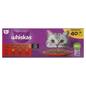 Whiskas kattenvoer classic selectie in saus adult 40 stuks