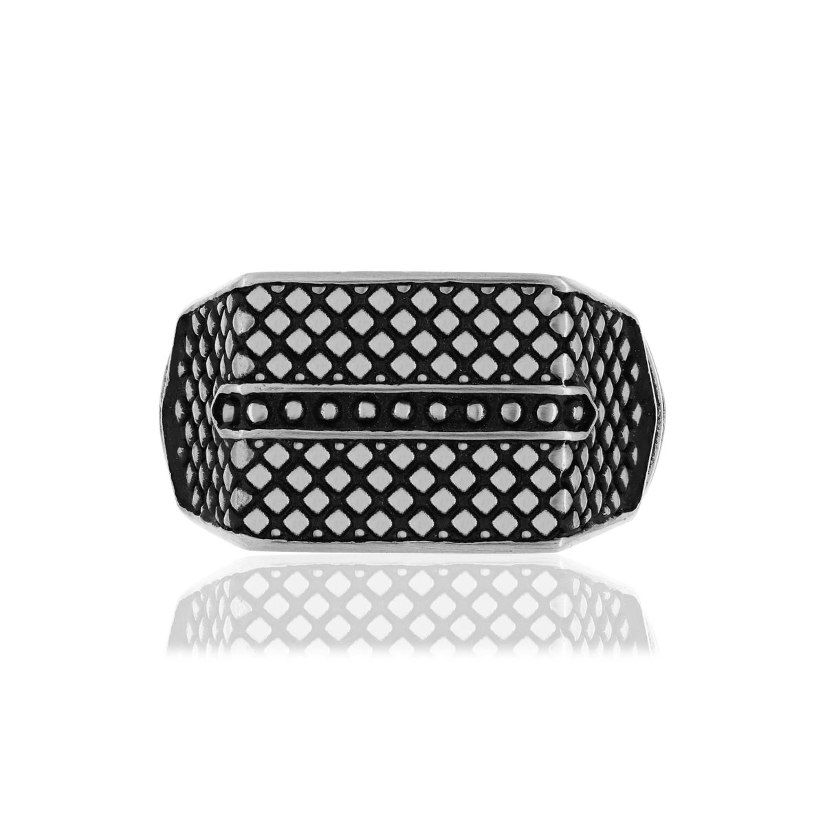 Bague acier motif reptile