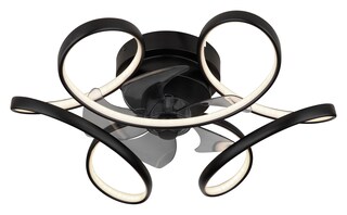 GLOBO LED Deckenlampe Loris mit Ventilator Schwarz /Opalweiß 56x56cm H21cm