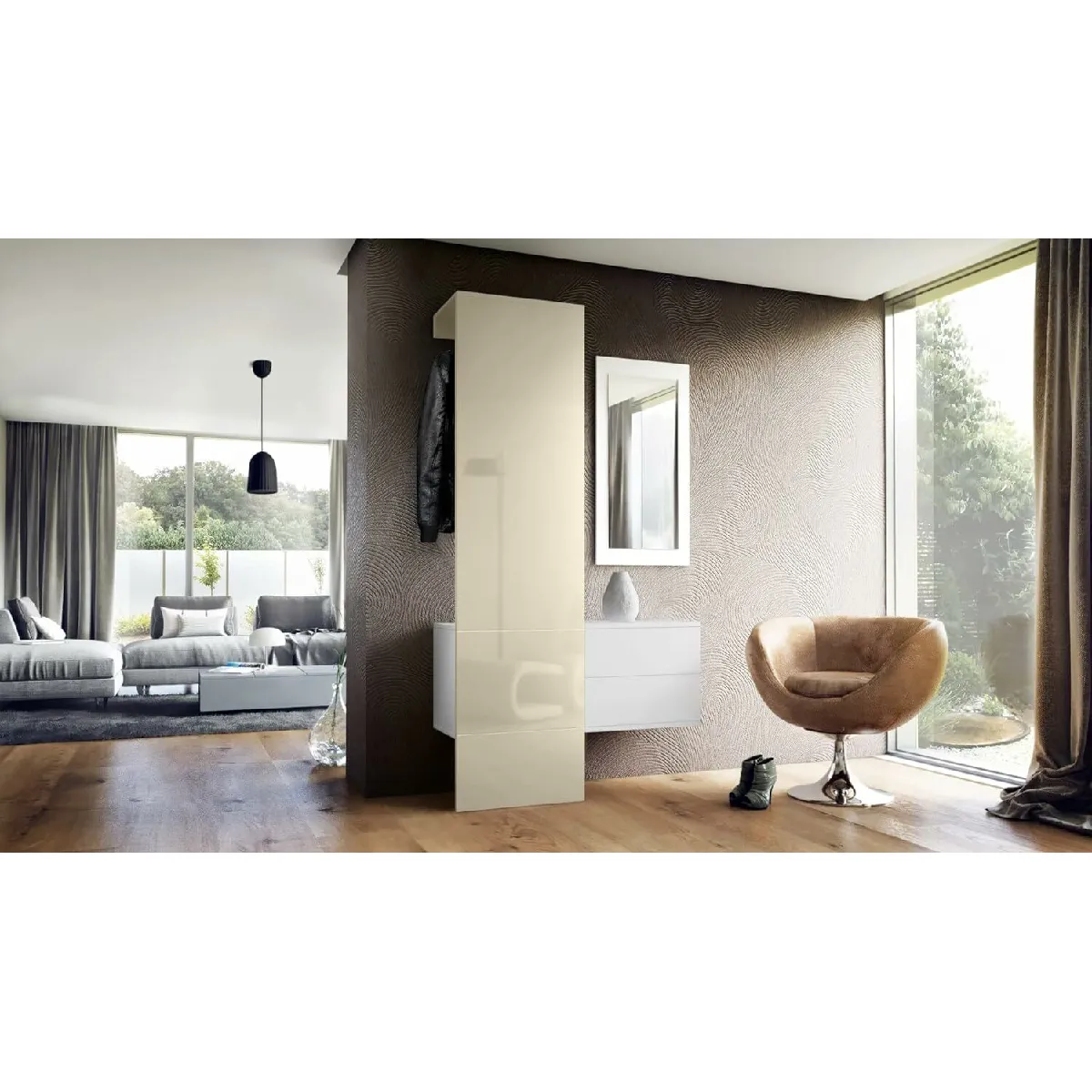 MPC Vestiaire Blanc Mat et Panneau Crème Laqué