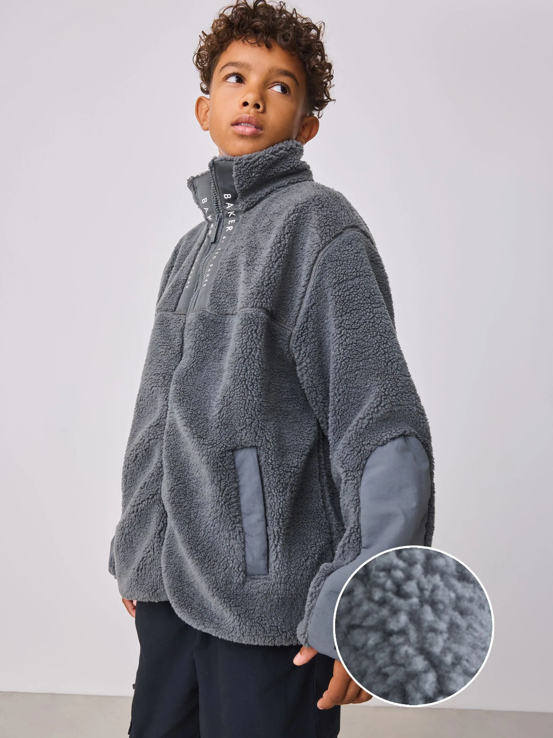 Baker by Ted Baker grijze borg fleece met ritssluiting