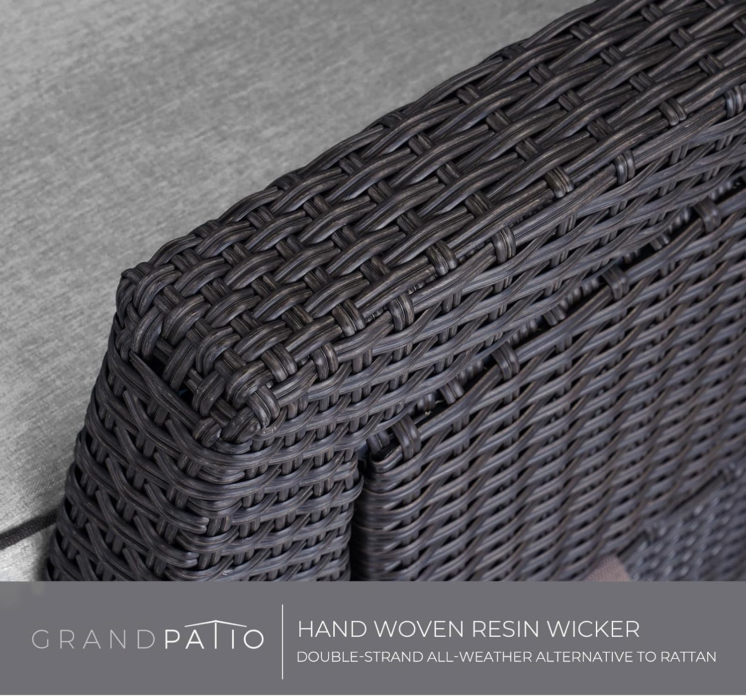 Grand patio Relaxliege Liegesessel mit Sitzkissen Gartensessel Verstellbare Rückenlehne Rattan Sonnenliege für Innen Außeneinsatz -Creme Sitzkissen & Grau Rattan