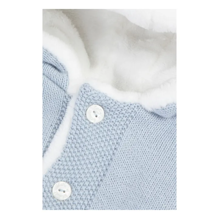 Tartine et Chocolat Manteau Coton, Laine et Cachemire Fourré Façon Fourrure | Bleu ciel