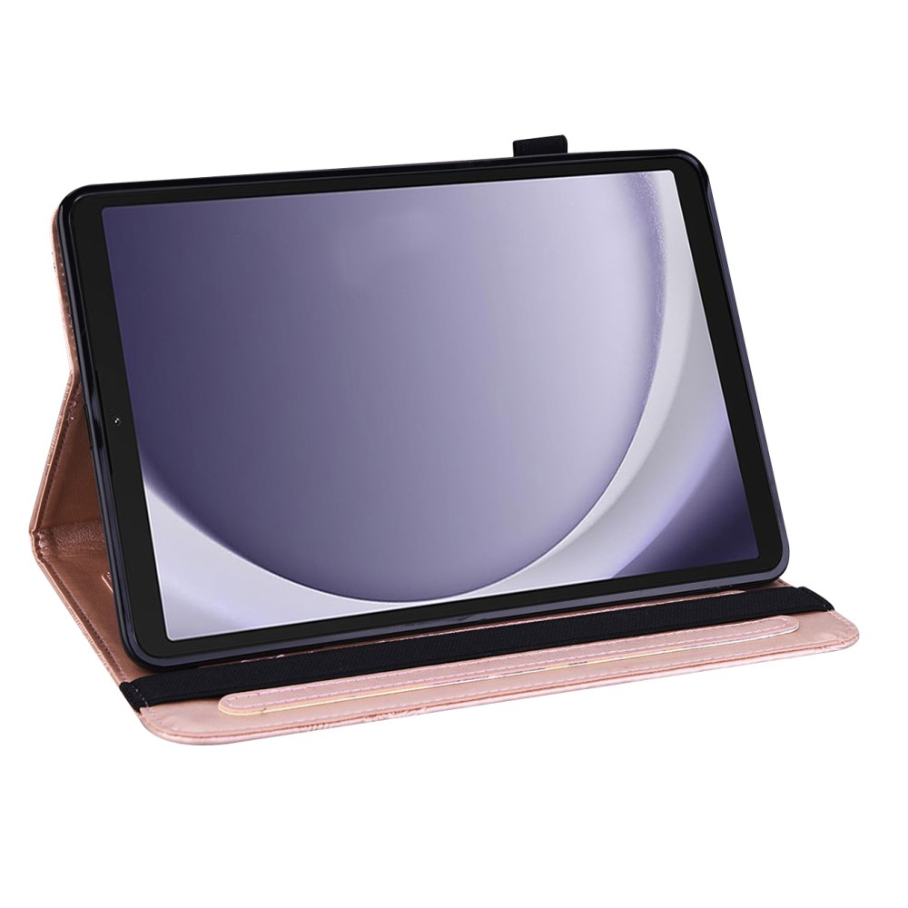 Samsung Galaxy Tab A9  Plus Leder Tasche Flip Cover Butterflies Imprint   S-Pen Halterung - Roségold