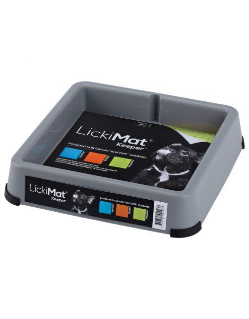 Lickimat Outdoor Keeper - Voederbak\/Voederbakhouder Voor Voermat - Hondenvoerbak - 26x26 cm Grijs