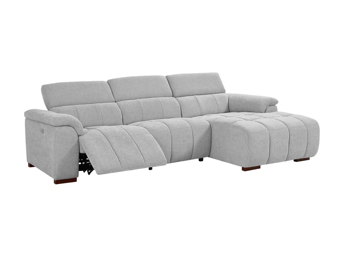 Canapé d'angle droit relax électrique en tissu gris clair MOLPICA