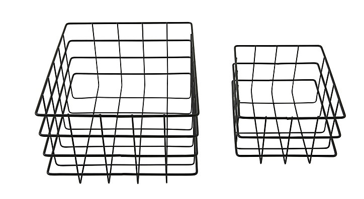 Set de 2 paniers de rangement en métal noir Stockholm