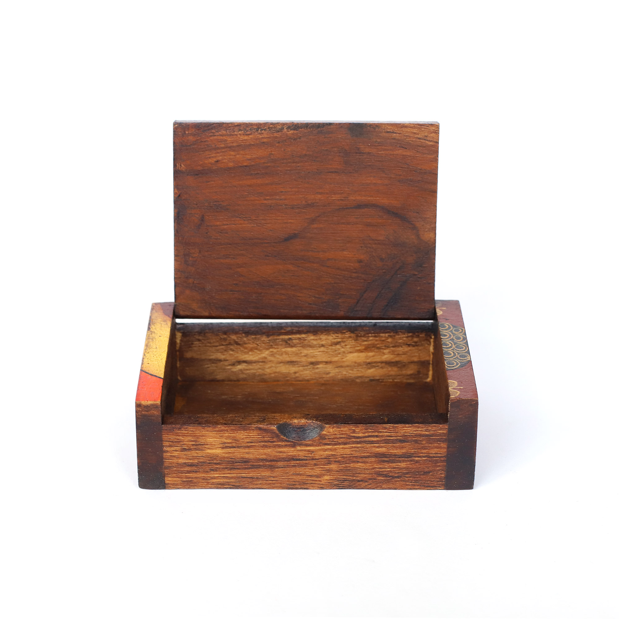 Holzschatulle 'Buddha rot', Teak, L 7,5 cm, B 11 cm, H 3,5 cm von fischer's lagerhaus