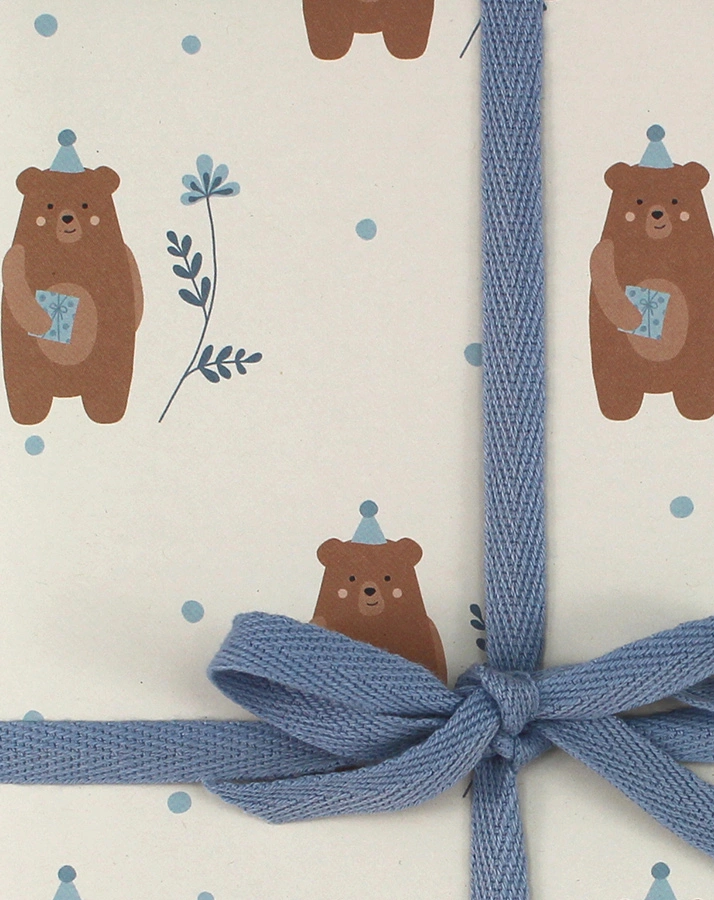 Geschenkpapier PARTYBÄREN (50x70 cm) 3er-Set in blau