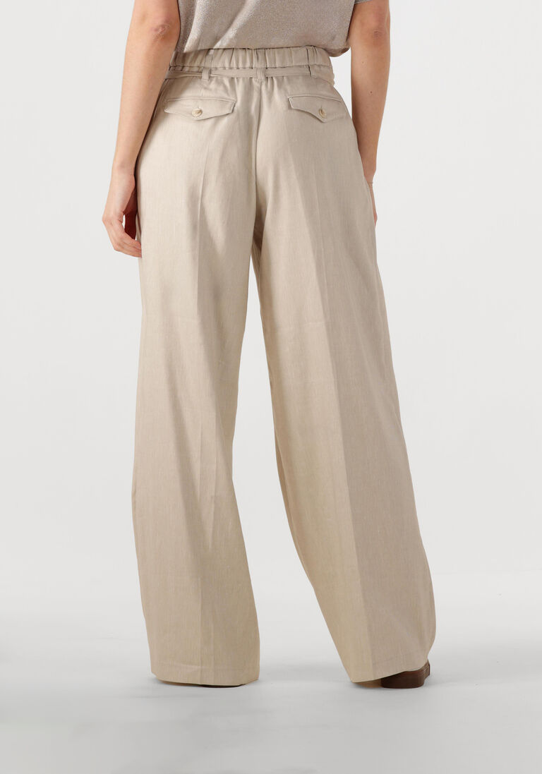 beige summum pantalon trousers wide linen blend twill