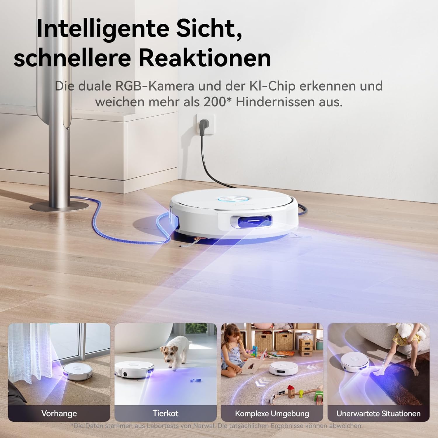 NARWAL Flow Saugroboter mit Wischfunktion, FlowWash-Moppsystem mit Echtzeit-Selbstreinigung, 22.000 Pa Wischroboter, Tierhaare DualFlow Tangle-Frei, 45-80°C Spülen und Heißlufttrocknung, Absaugstation