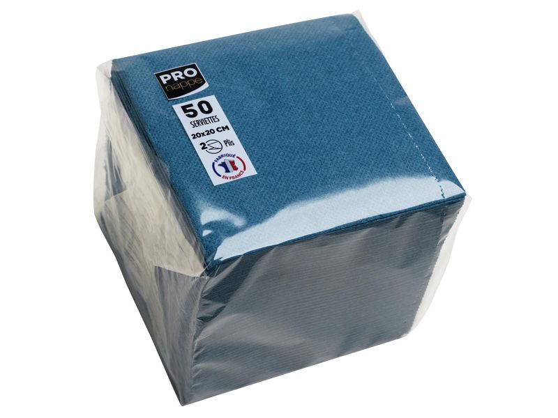 PRO nappe Papierservietten Blau 20 cm x 20 cm, 50 Stück Packung mit 50 Cocktail-Servietten