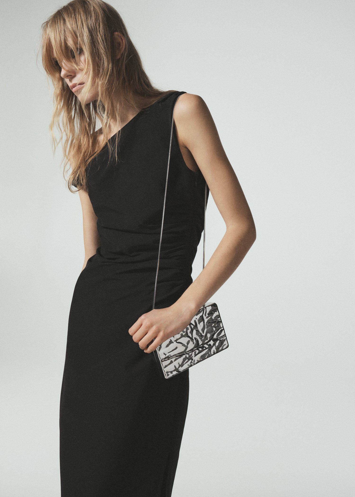Mango clutch zilverkleurig