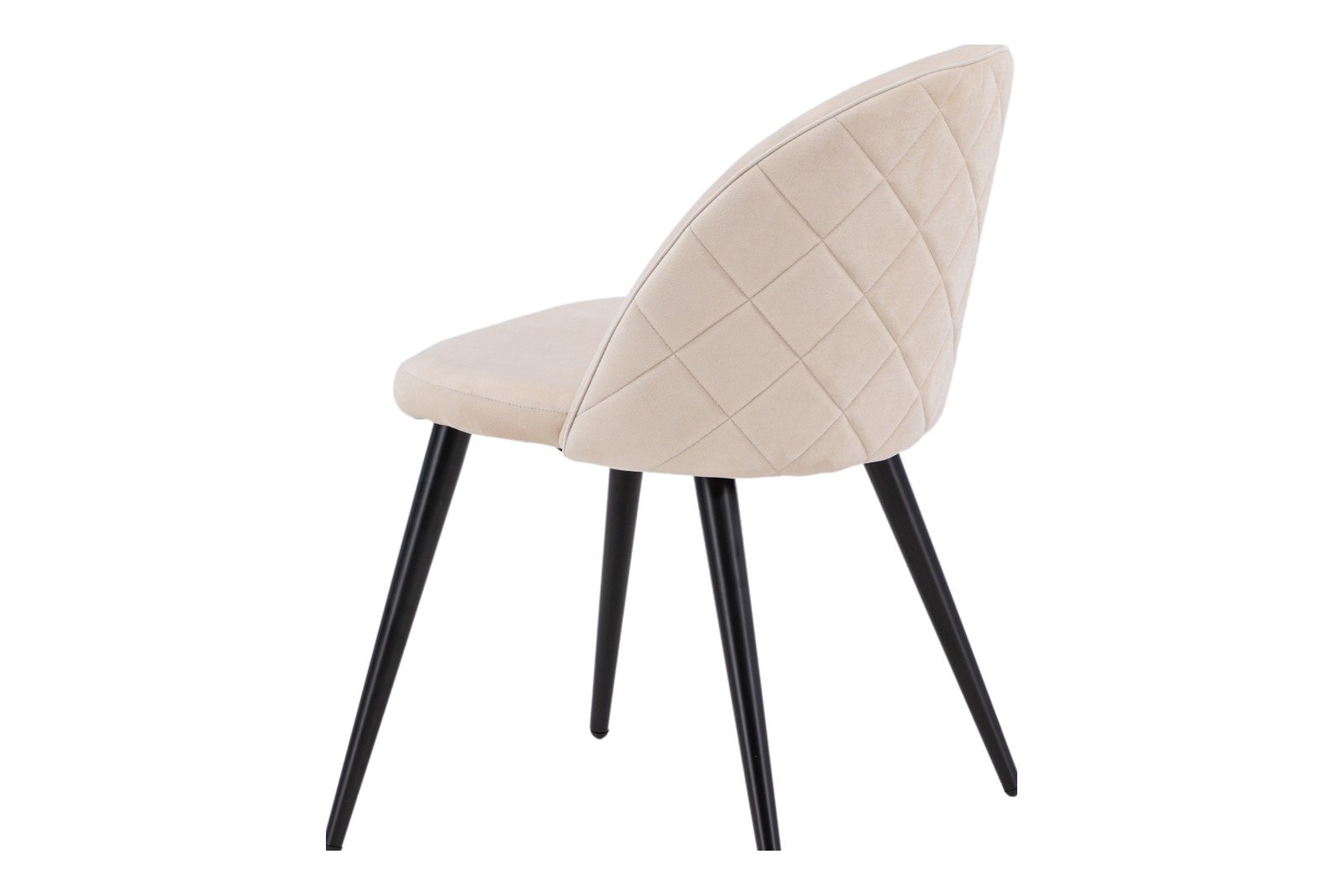 Velvet spisestol. Sett av 2 Sett av 2. Beige fløyelsstoff og polyester lin med sortlakkerte ben.