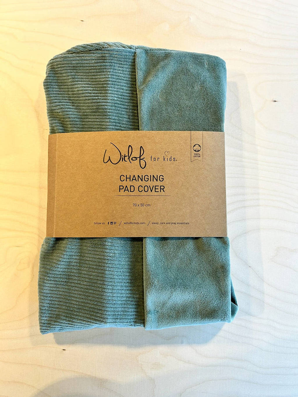 aankleedkussenhoes Forest Green velvet rib
