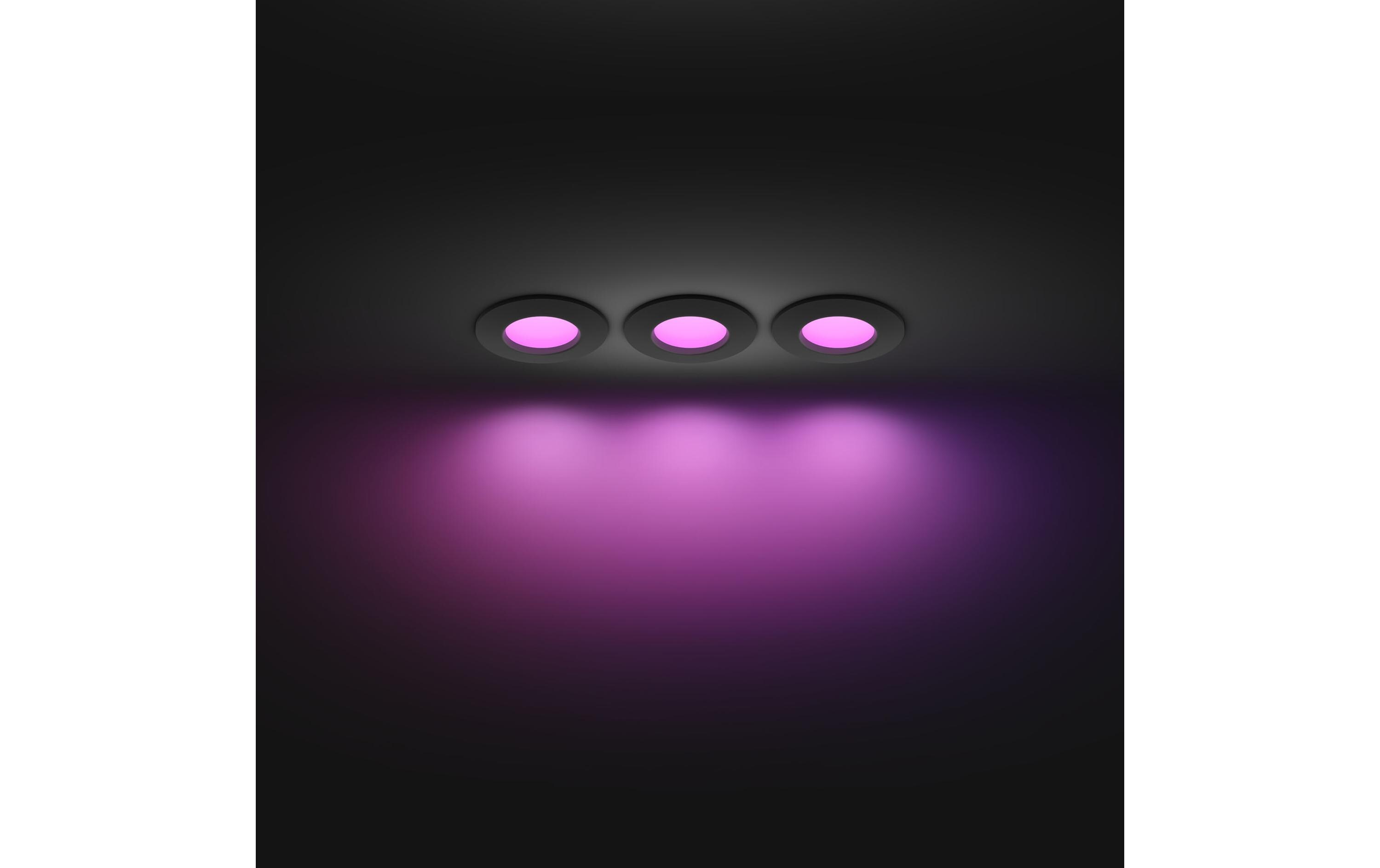 White & Color Ambiance Slim Recessed 90 mm 3er schwarz<br>Smarte Hue-Einbauleuchte