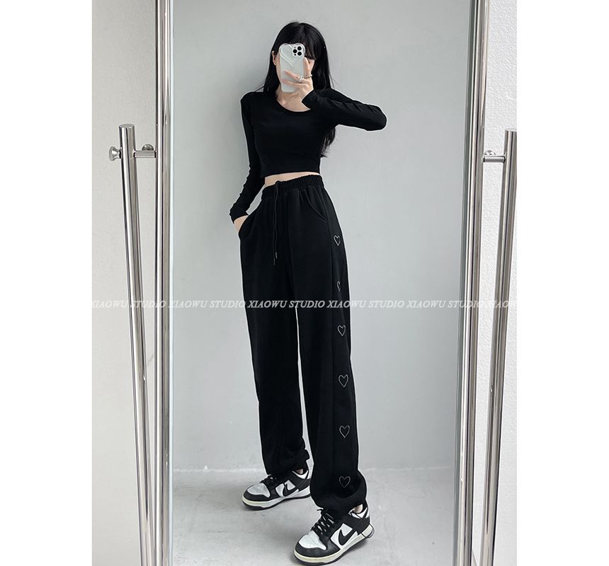 Amyway - Hartgeborduurde joggingbroek