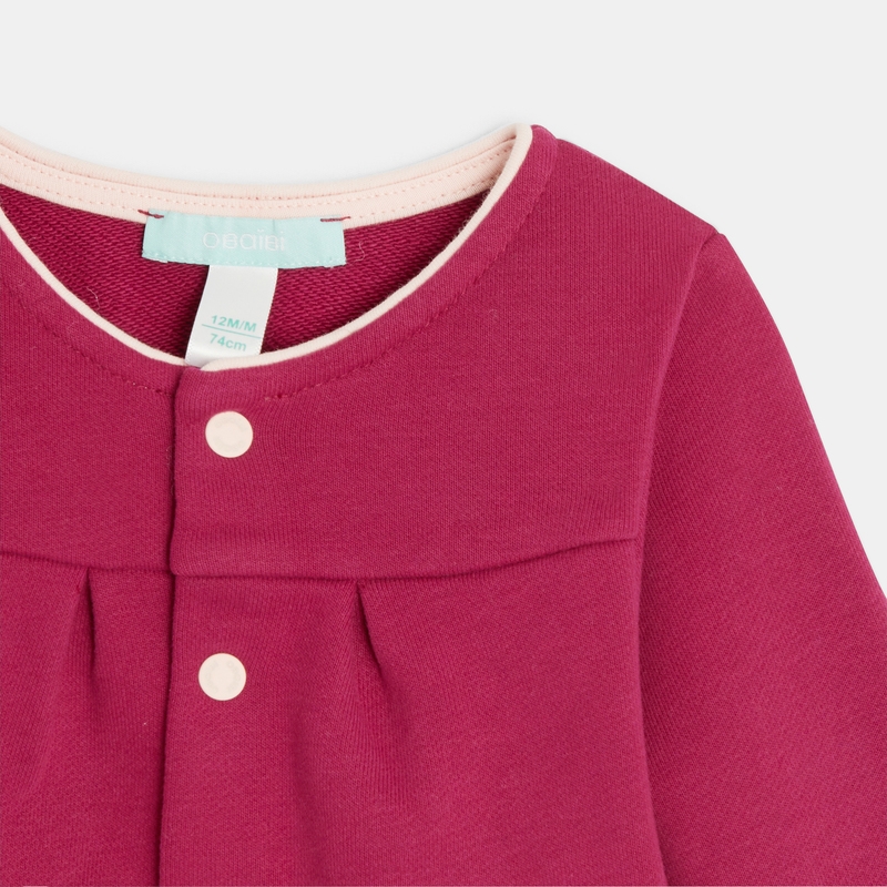 Gilet à pressions en molleton violet bébé fille