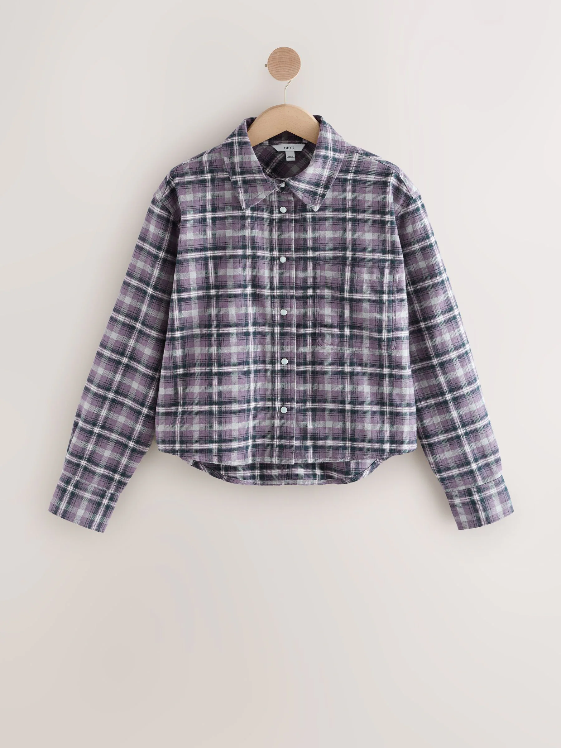 Lilapaars geruit - Long Sleeve Cropped Shirt