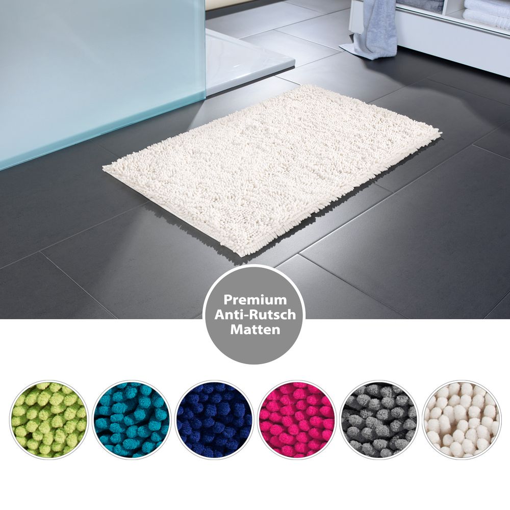 PANA® Kuscheliger Chenille Badvorleger • Badematte • Badteppich • Duschvorleger • 60x100 cm • Rutschfester Badeteppich • Ökotex zertifiziert