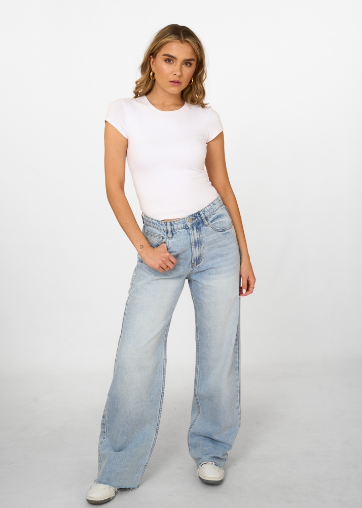 Straight leg vintage jeans sky blauw
