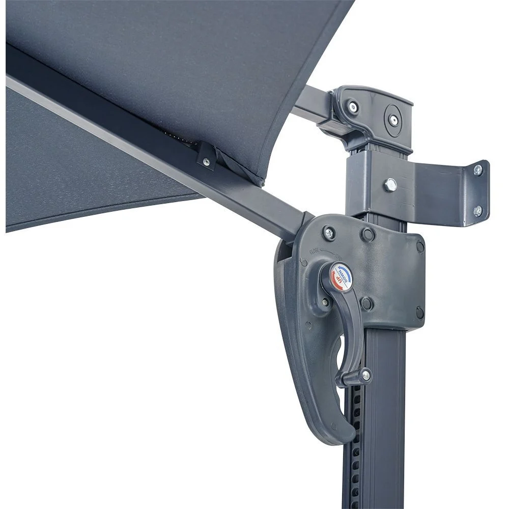 Parasol déporté mural Wallstreet rond gris avec housse Ø250xH140cm