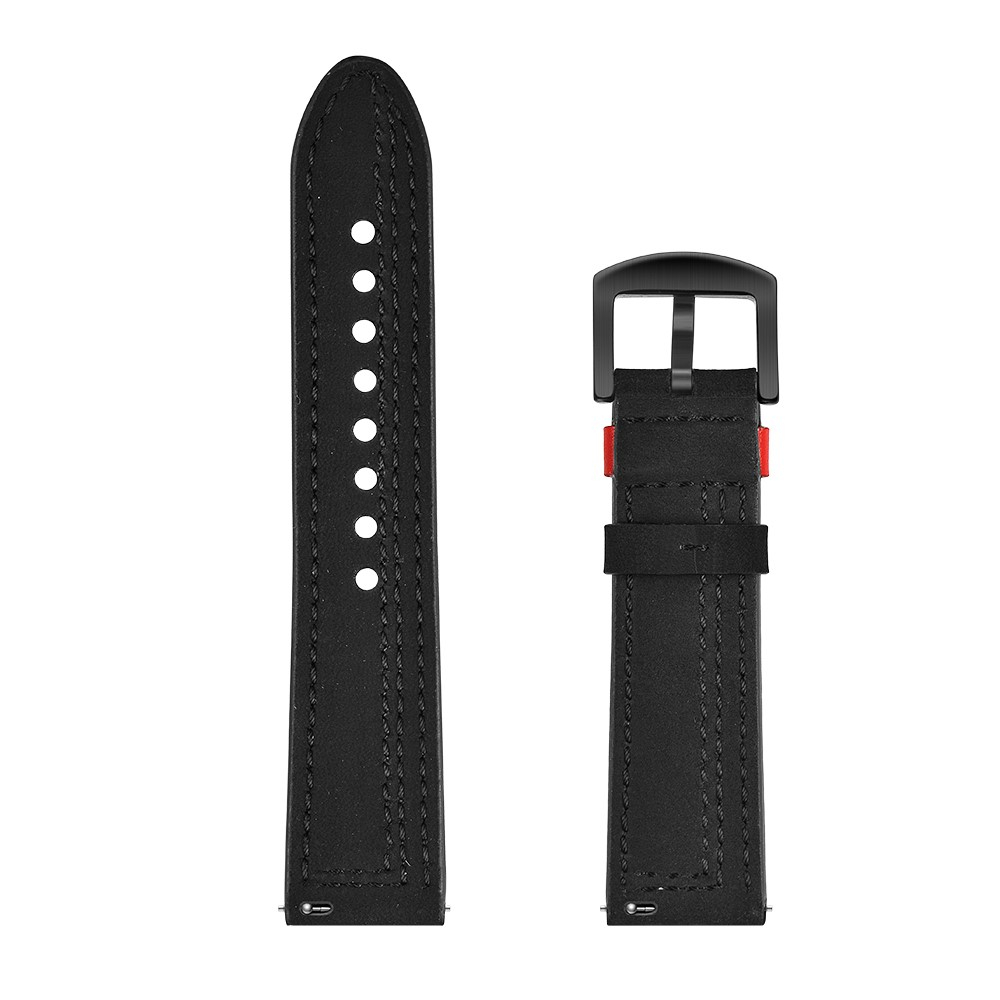 Samsung Galaxy Watch 3 (45mm) Ersatz Echtleder Stripes Armband (Gelenkumfang: 175-220mm) - Schwarz / Rot