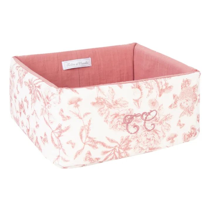 Tartine et Chocolat Panière Toile de Jouy | Rose pêche