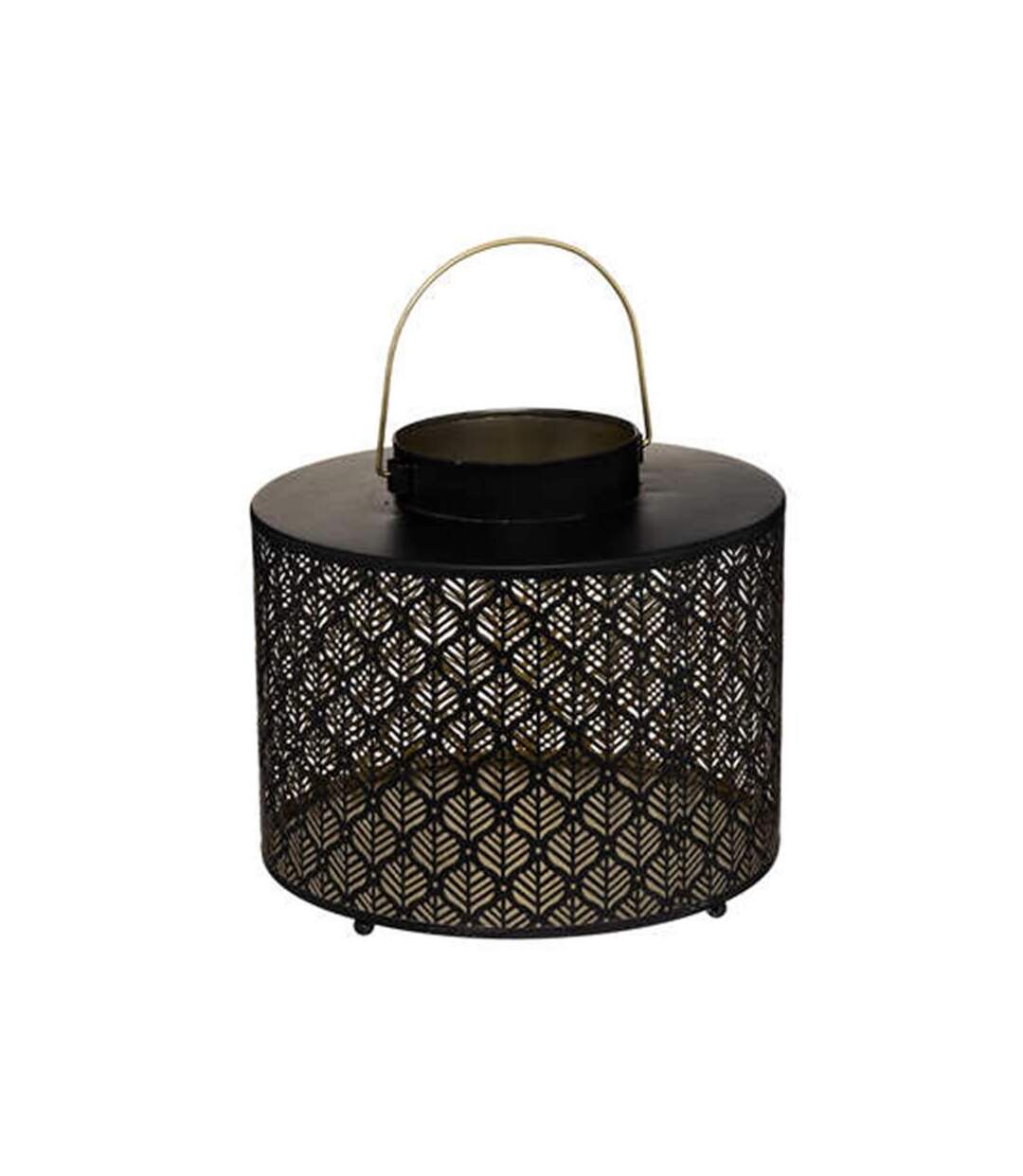 Lanterne en Métal Ajouré Palm 25cm Noir