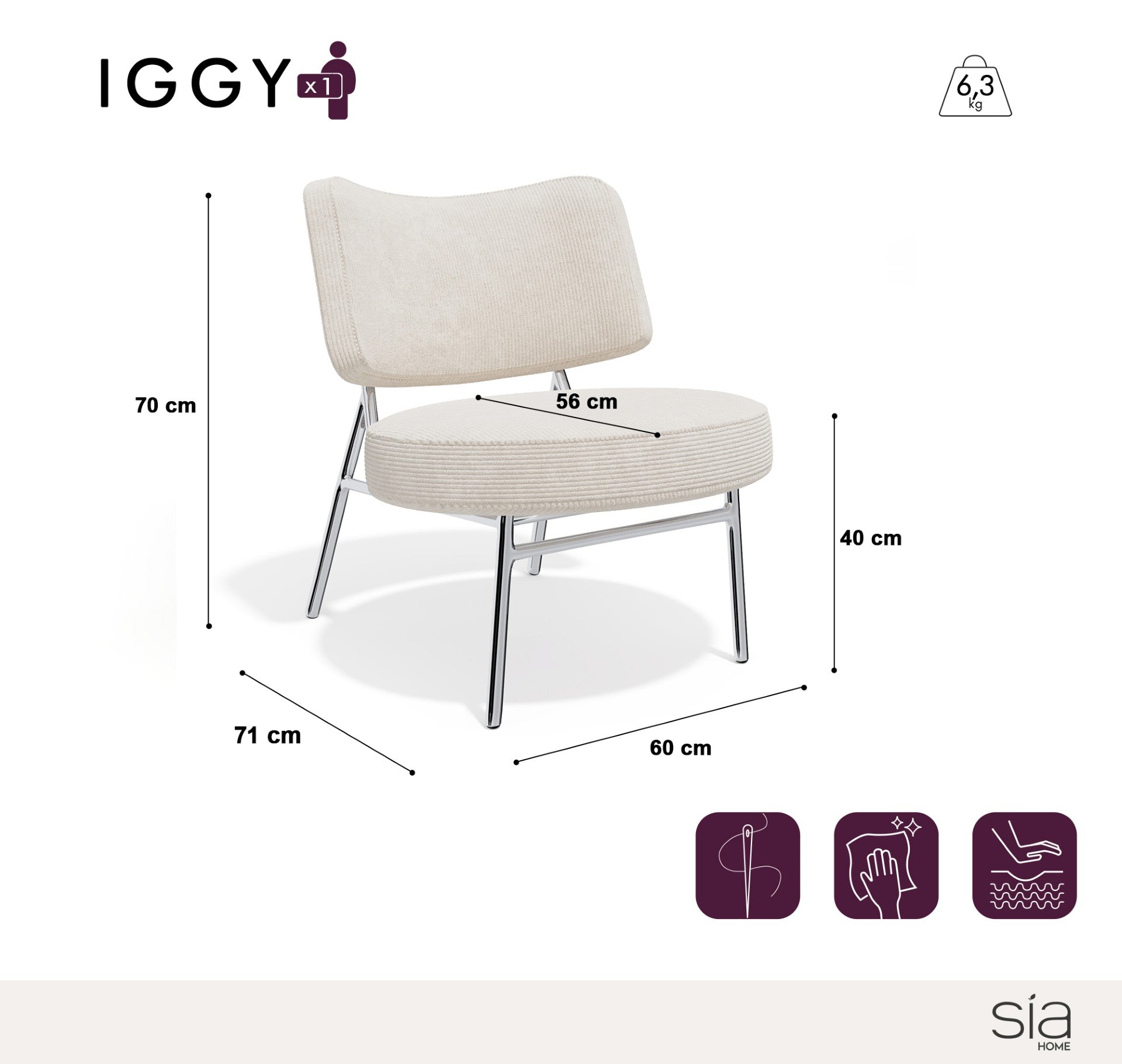 Fauteuil IGGY Bouclette stof Mosterd