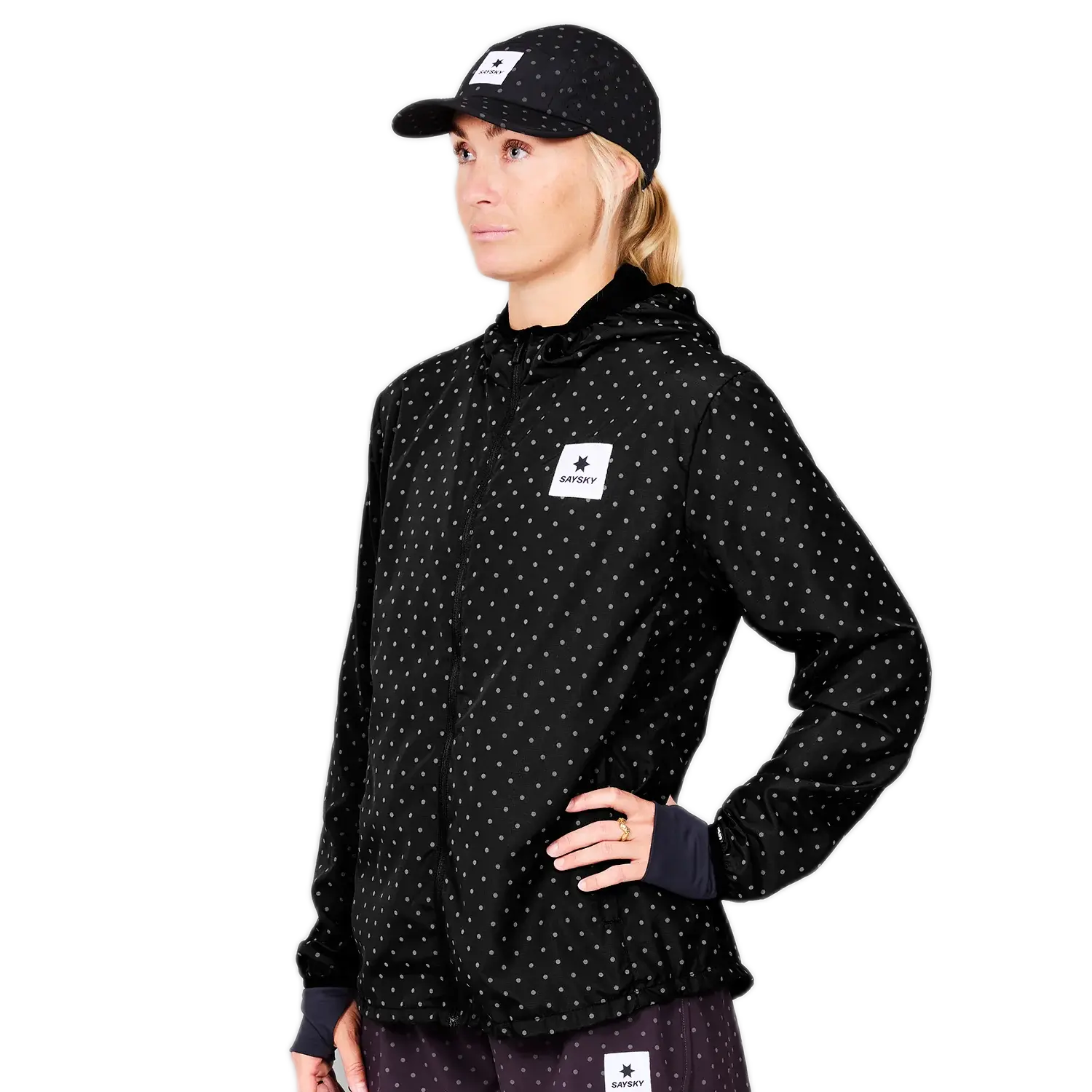 saysky reflective polka blaze jacket dame 1018 black aop