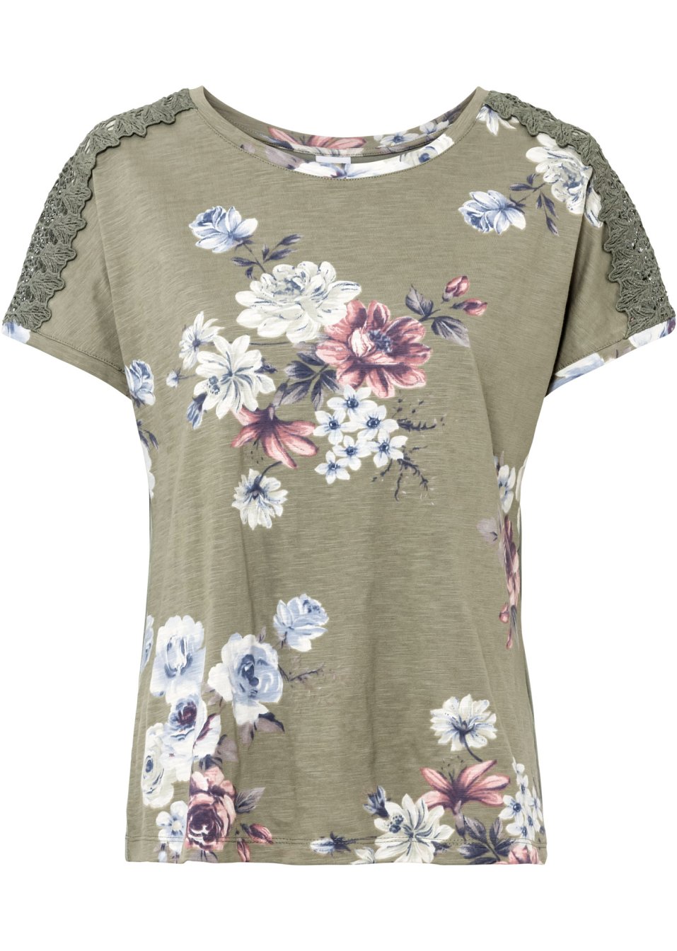 T-shirt imprimé avec dentelle
