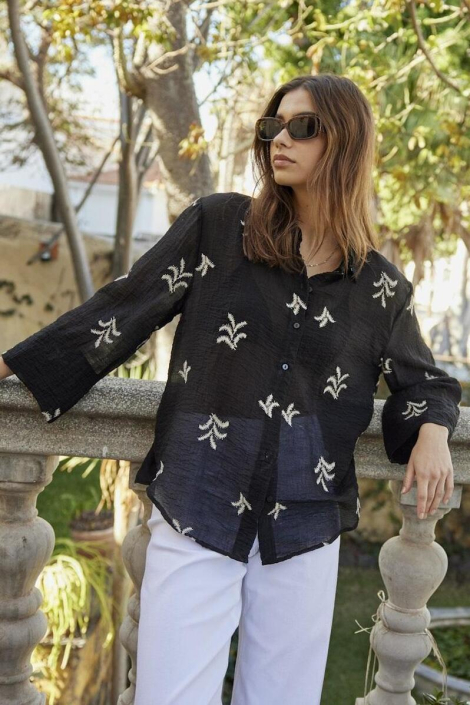 Jacqueline de Yong zwarte dames blouse