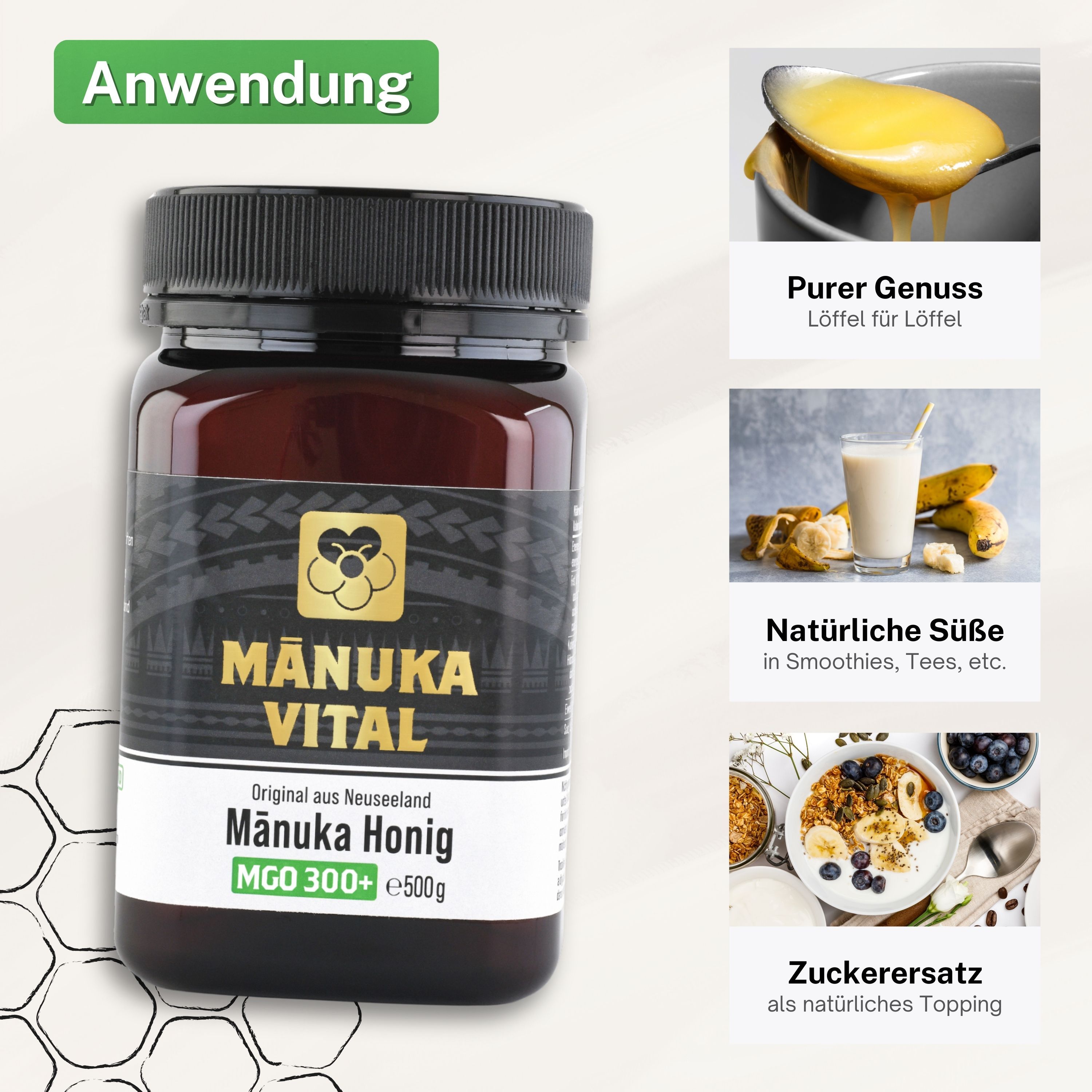 MANUKA VITAL Manuka Honig MGO 300+  - Original, zertifiziert und natürlich aus Neuseeland