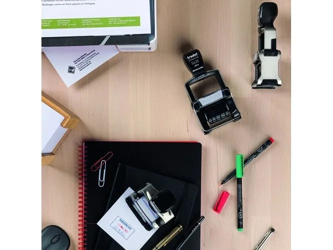 trodat Datumstempel Professional 4.0 5430 - BOOKED Etui: børstet rustfrit stål, farve grebshætte: sort - 1 stk (134193)