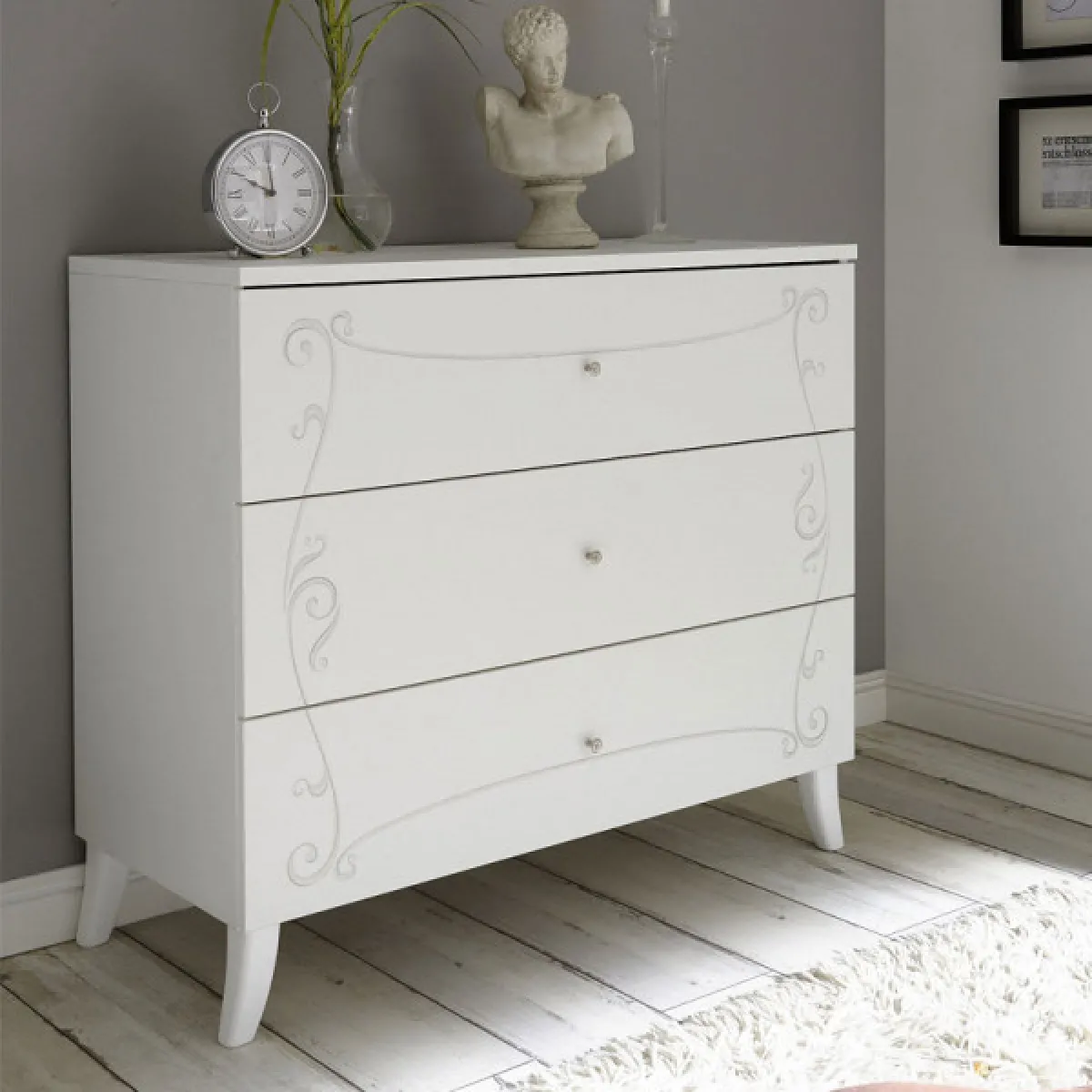 Dansmamaison Esmeralda Commode 3 Tiroirs Blanc