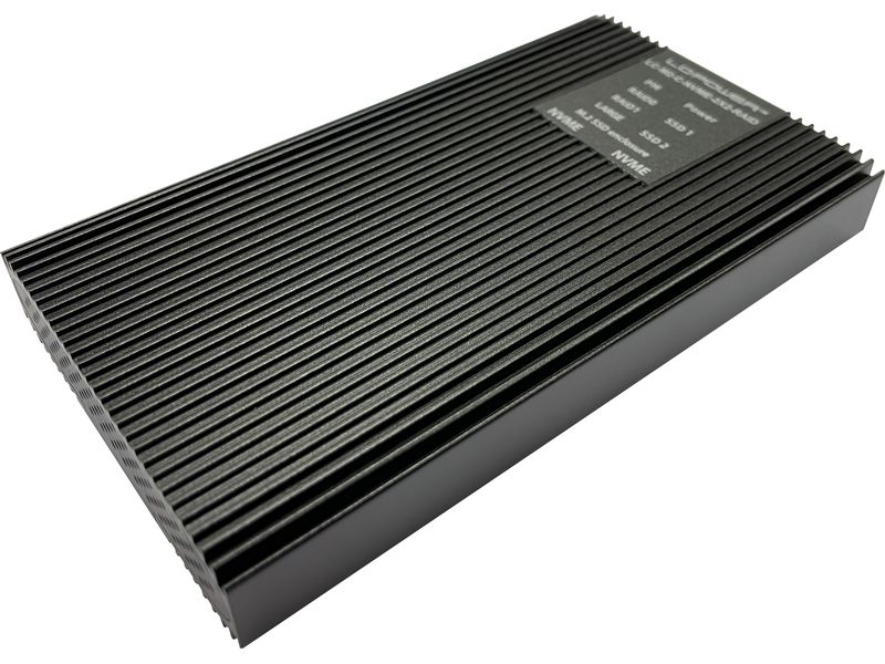 LC-Power Externes Gehäuse LC-M2-C-NVME-2X2-RAID M.2/U.2 SSD Hochwertiges, kompaktes und portables Gehäuse