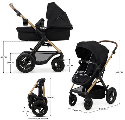 Kinderkraft MOOV 2 Air 3-in-1 Kombivogn, Pure Black