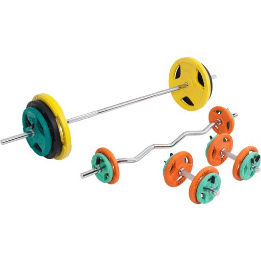 Conjunto completo de pesos de borracha com pegas e fechos em estrela, 108 kg, Gorilla Sports