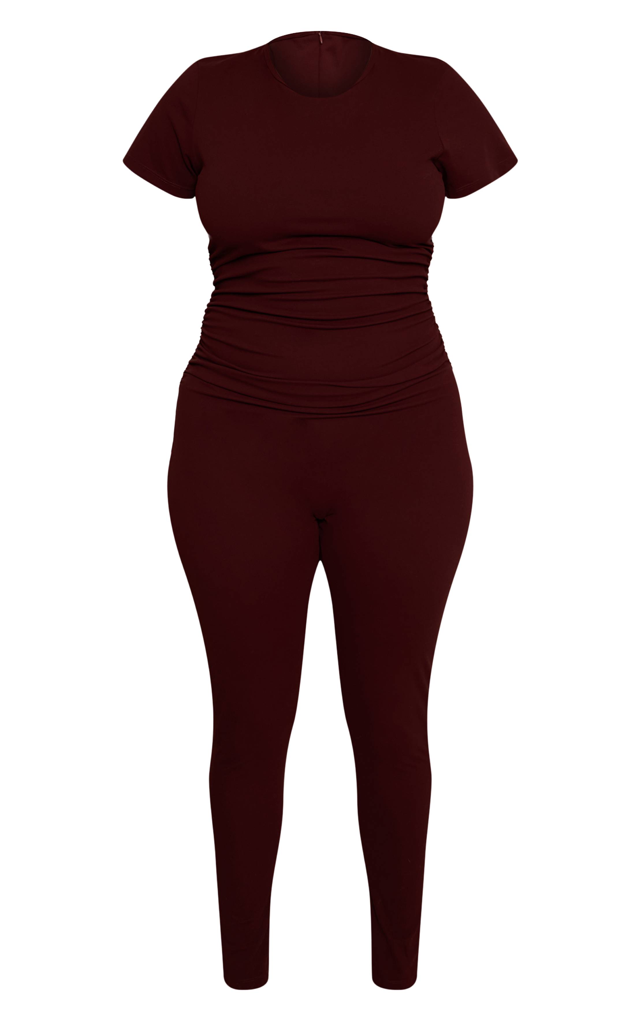 Chocolat Combinaison Grande Taille Sculptante À Détails Froncés Sur Les Côtés