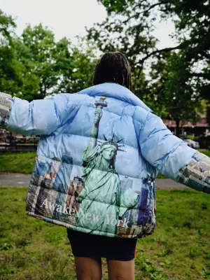 Jaqueta puffer reversível Alaska da Tommy x Awake NY