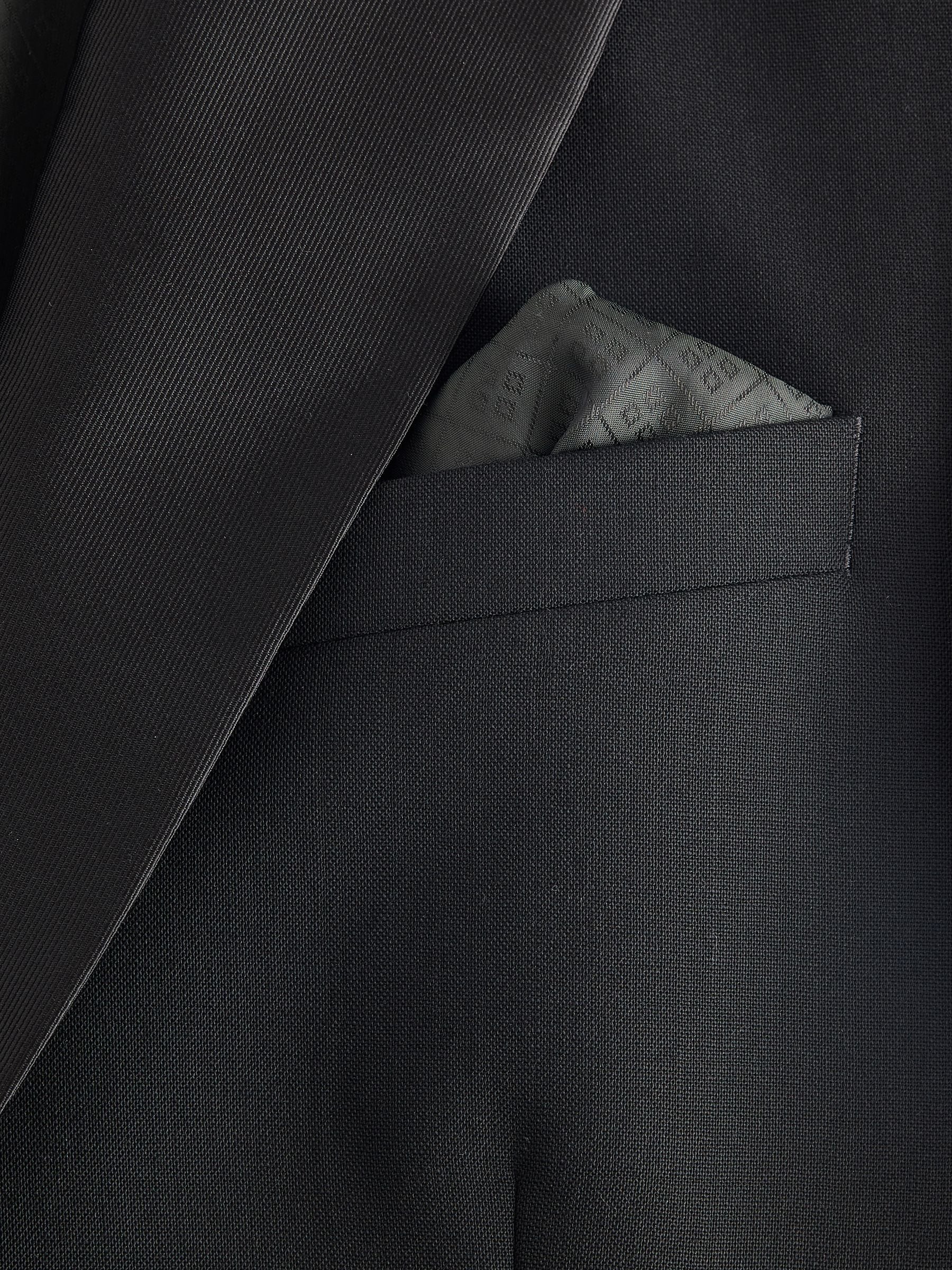 Zwart - Slim Fit Signature Nova Fides 100% Italian Wool Tuxedo Suit Jacket