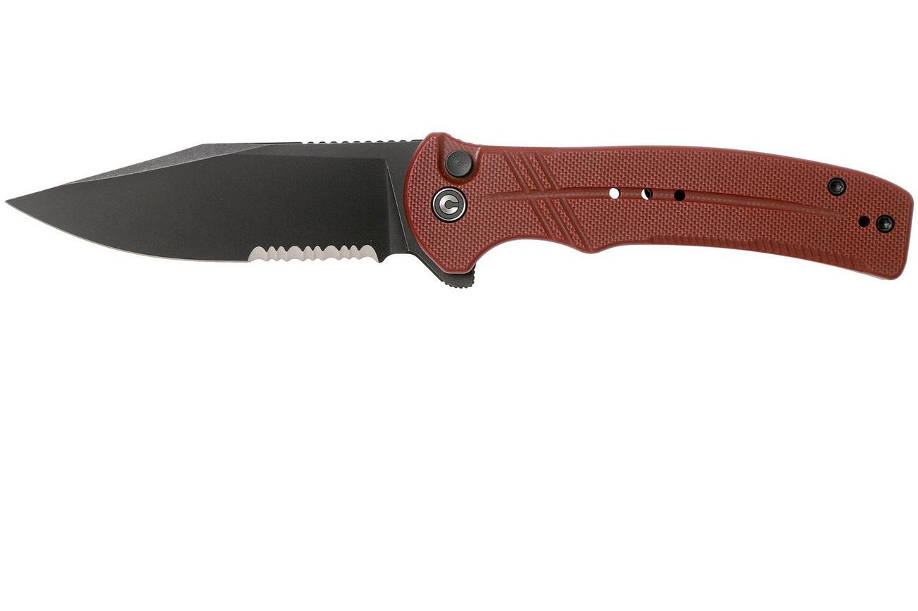 Civivi Cogent C20038E-2 Blackwashed Serrated Edge, Burgundy G10 zakmes