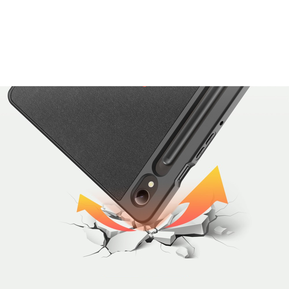 Samsung Galaxy Tab S9 Tasche Smart Cover Hülle Stoff Design mit S-Pen Halterung - Schwarz
