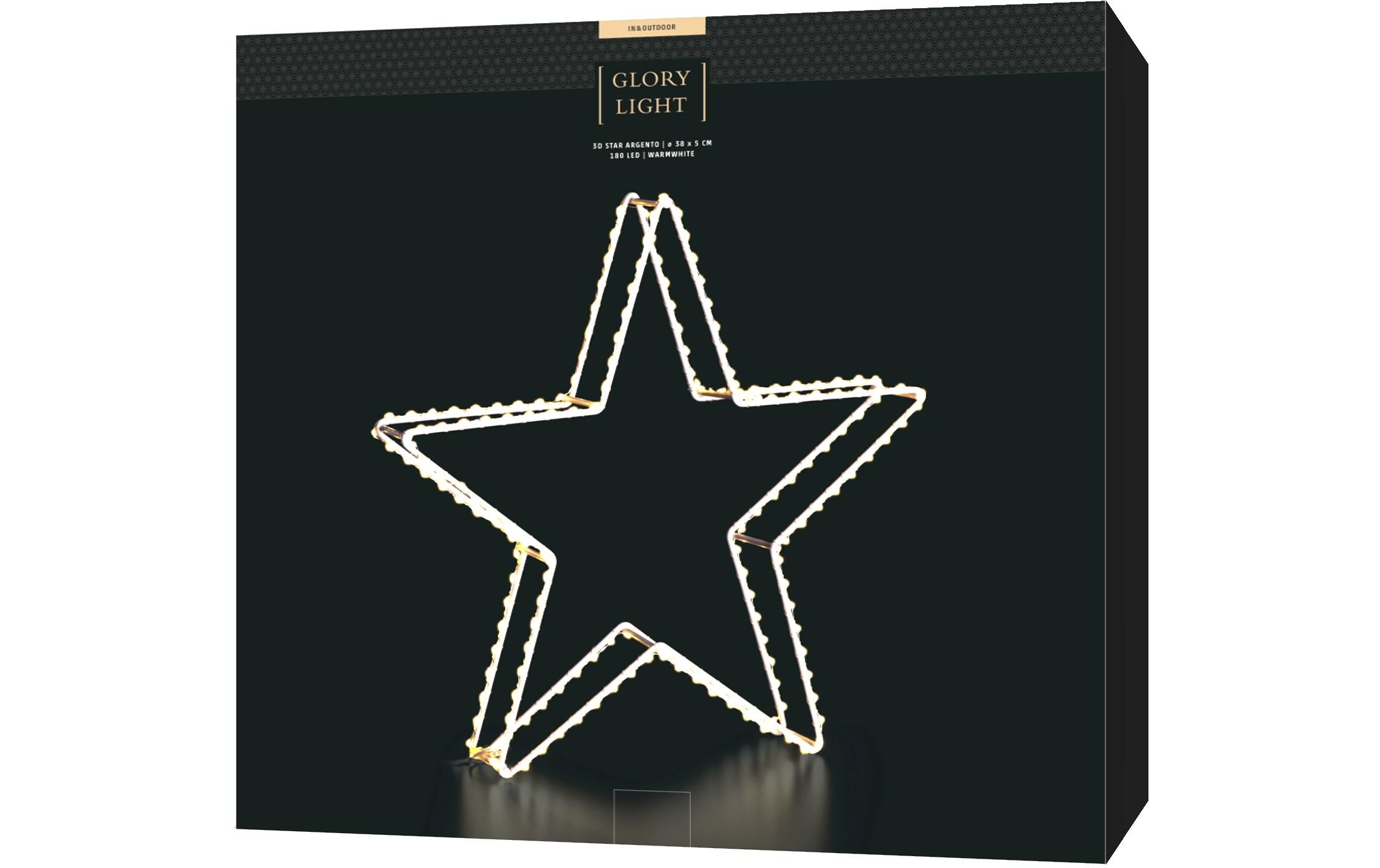 Tischdeko 3D Stern Argento, Ø 38 cmLED Weihnachtsdekoration für den Innen- und Aussenbereich