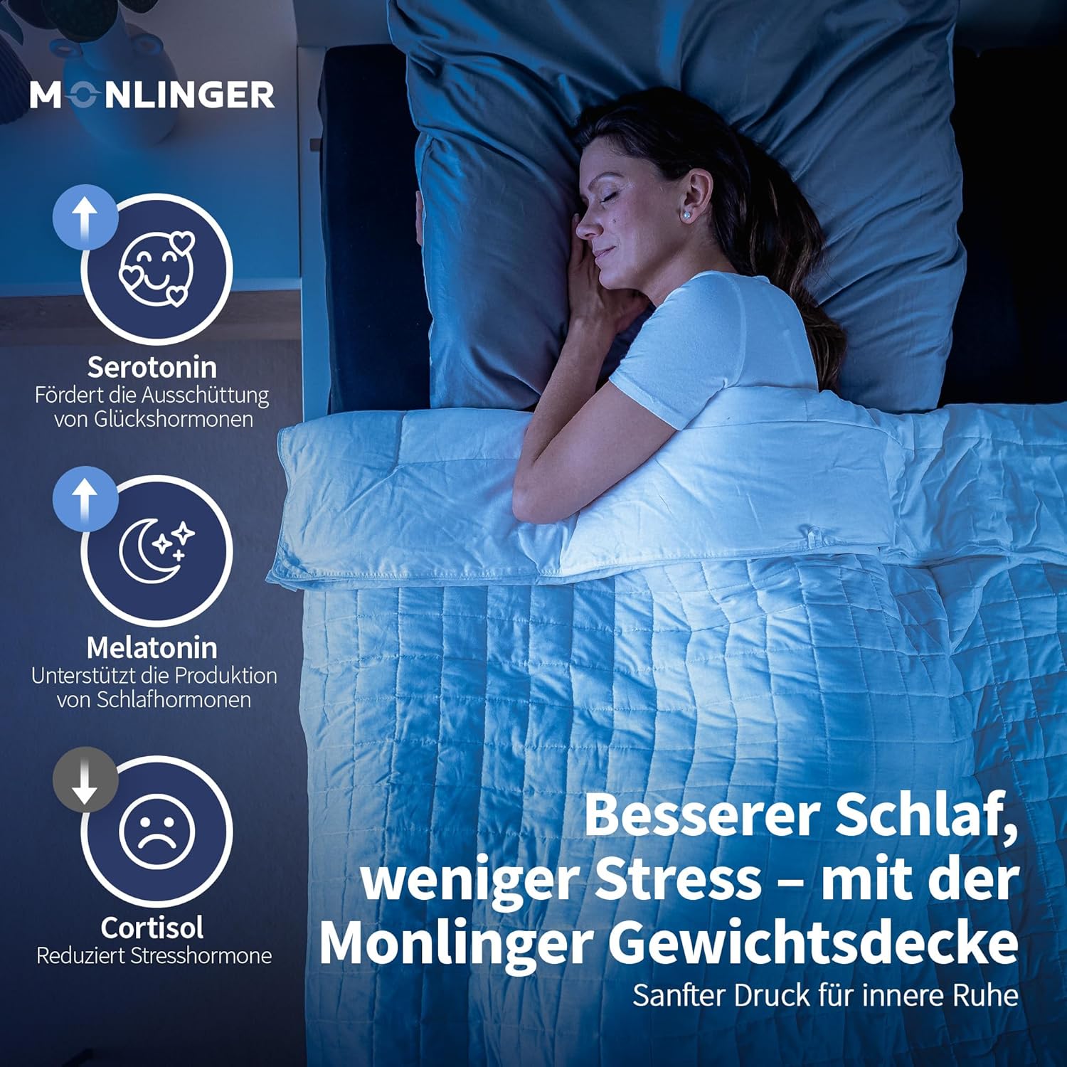 2-in-1 Gewichtsdecke 155x220cm 5kg Zusammenknöpfen von Schwerer Decke + Sommerdecke durch Druckknöpfe - 100% Oeko-Tex Zertifiziert - Heavy Weighted Blanket - Schwere Decke zum Schlafen
