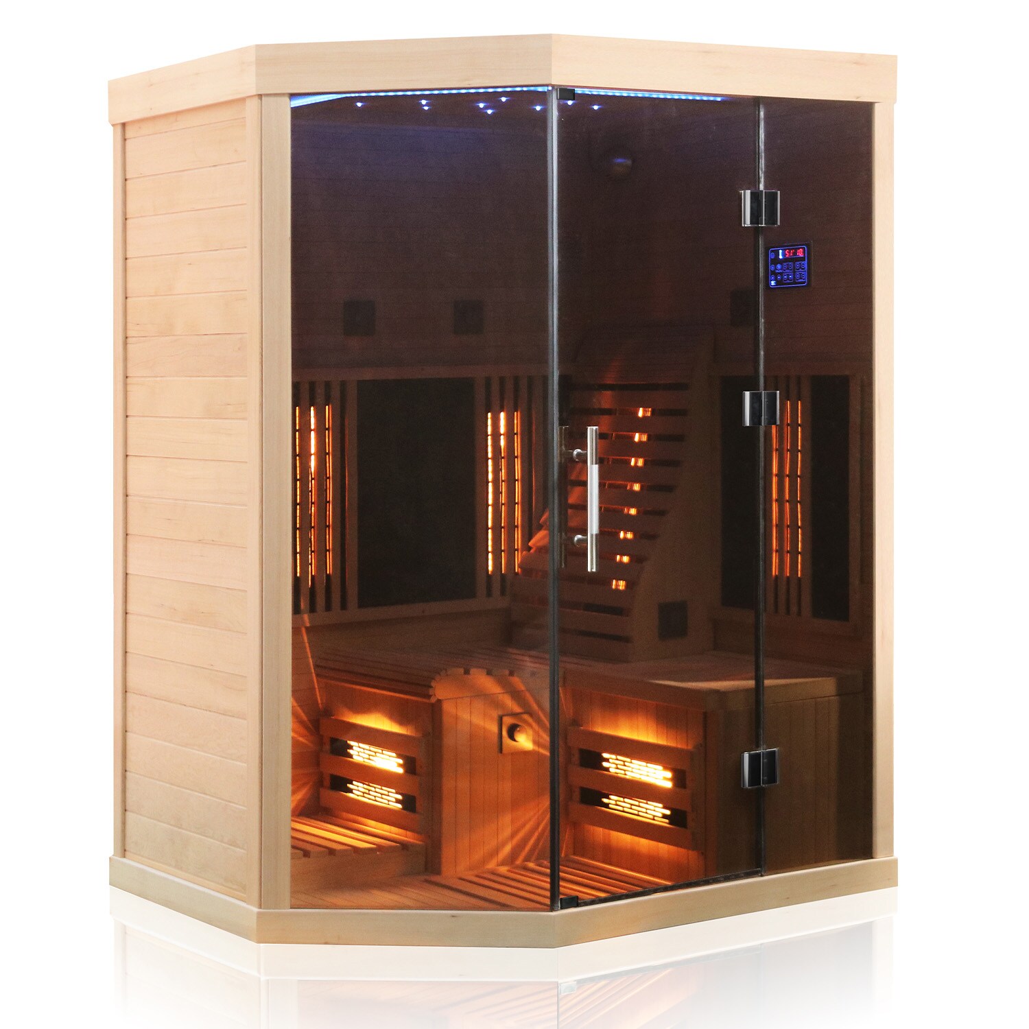 Dewello® Infrarotsauna Infrarotkabine OTTAWA 140x120cm 1-2 Person inkl. 6 Vollspektrumstrahler, 2 Karbonstrahler, 2 Personen